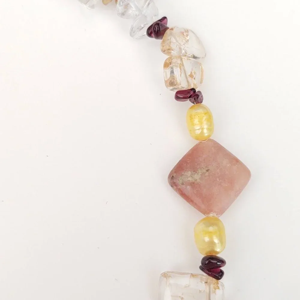 Stone, glass and shell necklace